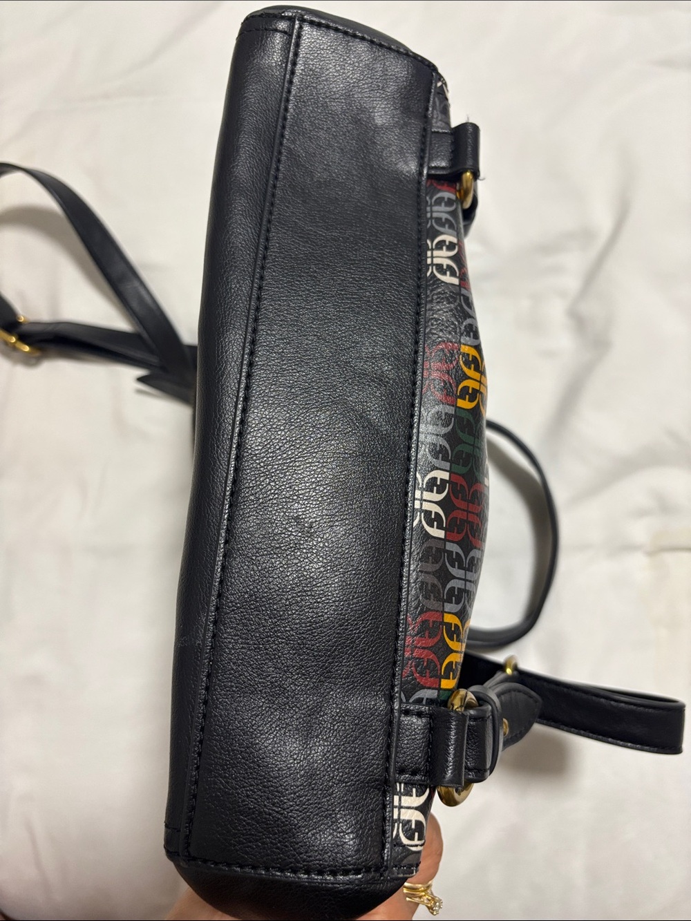 Fossil Black Shoulder Bag with Multicolor Logo Pattern - Picture 5 of 12